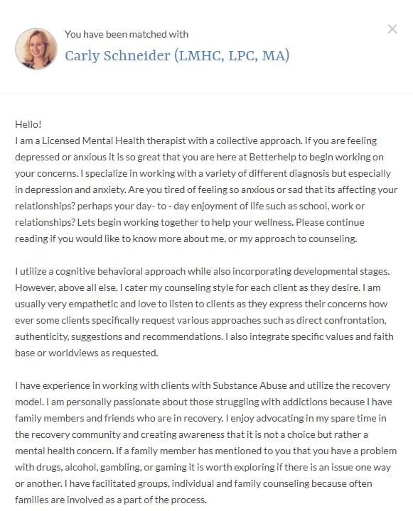 Message from Carly Faithful Counseling